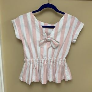 Crewcuts pink and white stripe linen shirt